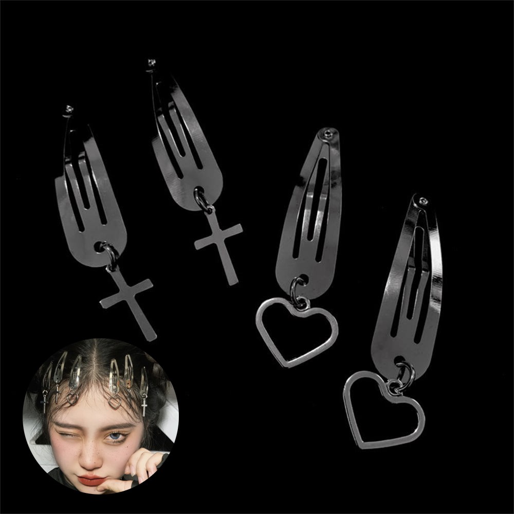 1 Cặp Kẹp Tóc Kim Loại Hình Trái Tim Thời Trang Cho Nữ