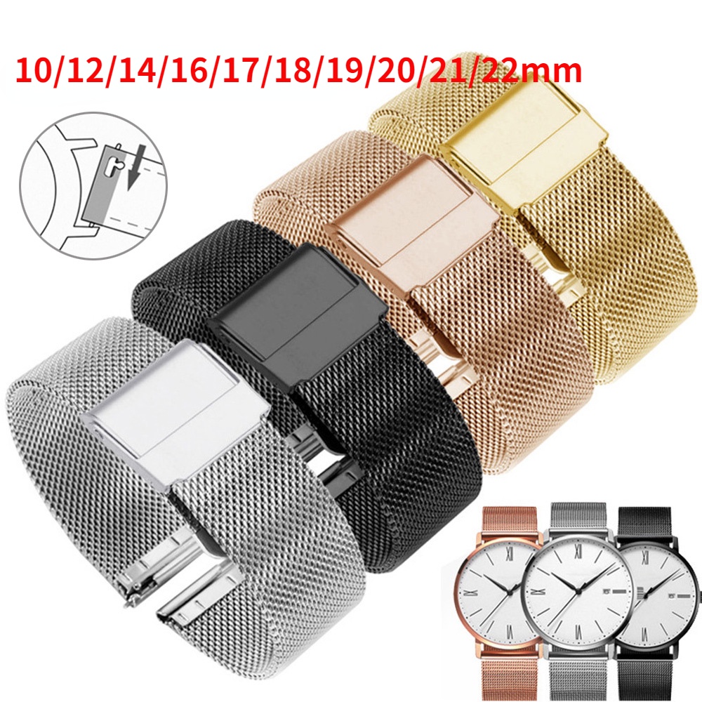 Dây Đeo Đồng Hồ Bằng Thép Không Gỉ Cao Cấp 10mm 12mm 14mm 16mm 17mm 18mm 19mm 20mm 21mm 22mm