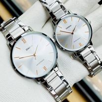 ĐỒNG HỒ CẶP CASIO MTP và LTP Nam - Nữ Quartz Dây Kim Loại - Nền Mặt Màu Trắng Bạc,Sang Trọng,Cá Tính