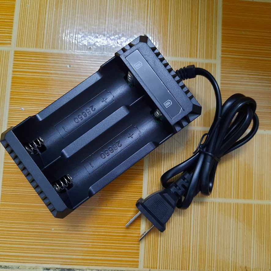 Bộ sạc 2 pin 3.7v 18650 26650 có dây cắm sử dụng nguồn điện 220v