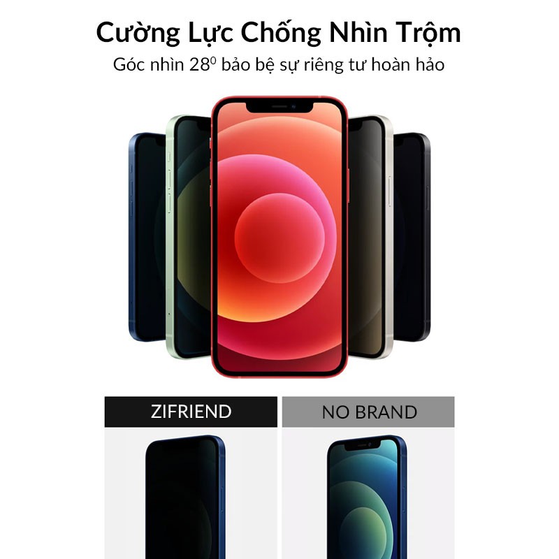 [KÈM KHUNG DÁN THÔNG MINH] KÍNH CƯỜNG LỰC IPHONE CHỐNG NHÌN TRỘM ZIFRIEND HIDDEN VISION PRIVACY 9H FULL VIỀN 3D NJOYSHOP