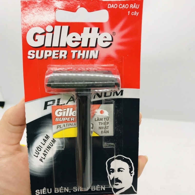 Bàn cạo/Dao cạo râu cán đen GILLETTE SUPER THIN - chính hãng