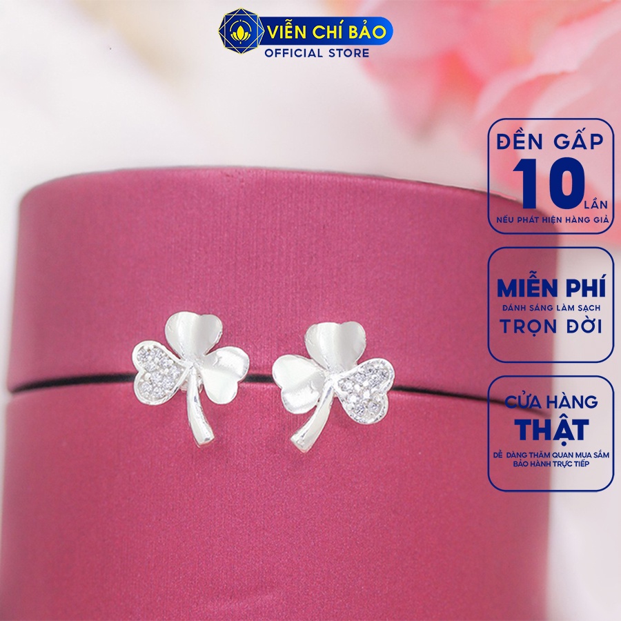 Bông tai bạc nữ cỏ ba lá may mắn chất liệu bạc 925 thời trang phụ kiện trang sức nữ Viễn Chí Bảo B400179