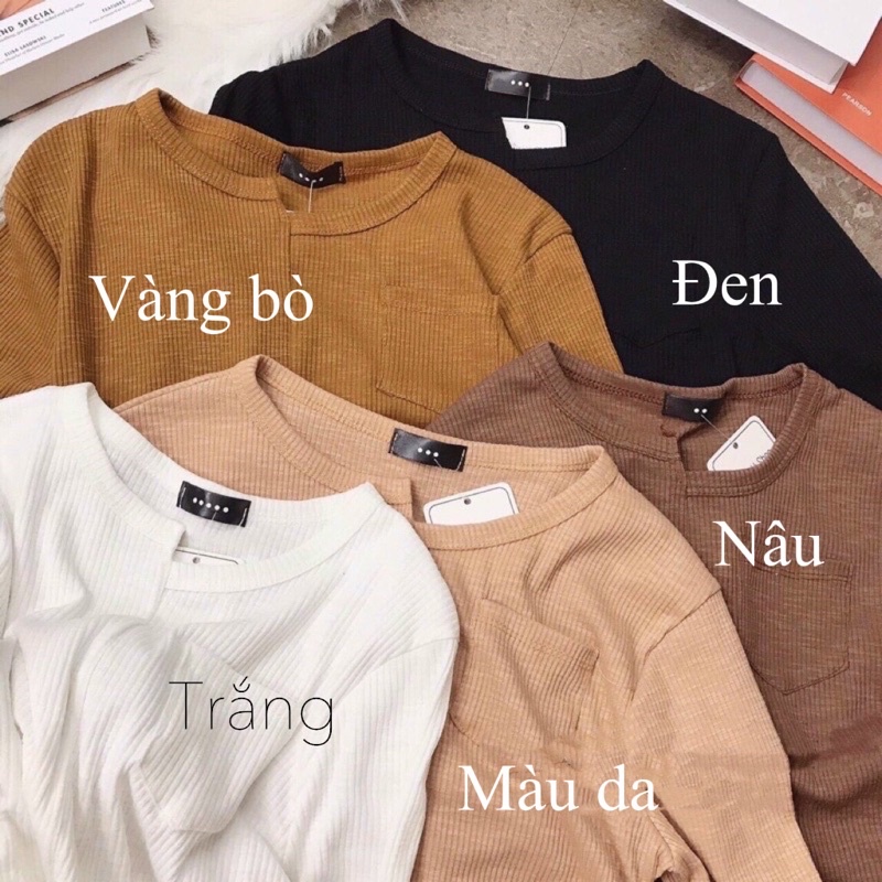 Áo thun body gân tăm tay dài cổ lệch rút dây hai bên