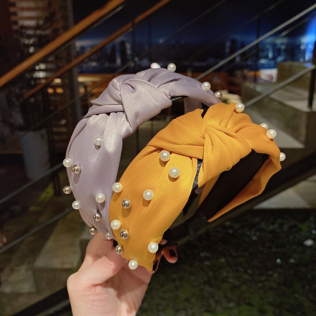 Băng Đô Cài Tóc Màu Trơn Thắt Nút Phong Cách Hàn Quốc Thời Trang