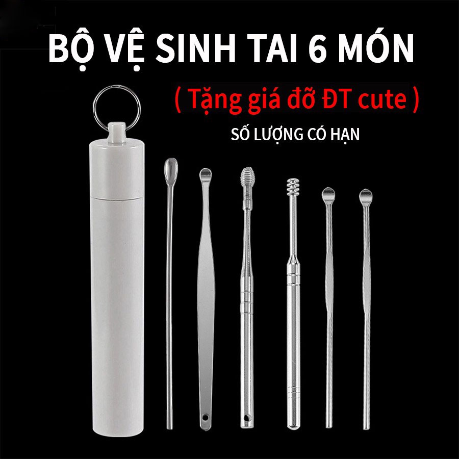 Bộ dụng cụ vệ sinh tai ngoáy tai đồ lấy ráy tai Cao Cấp bằng thép không gỉ cho gia đình RT68