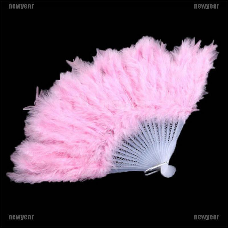 [new] 9 Colors New Costume Wedding Showgirl Dance Folding Hand Feather Fan Fancy [year]