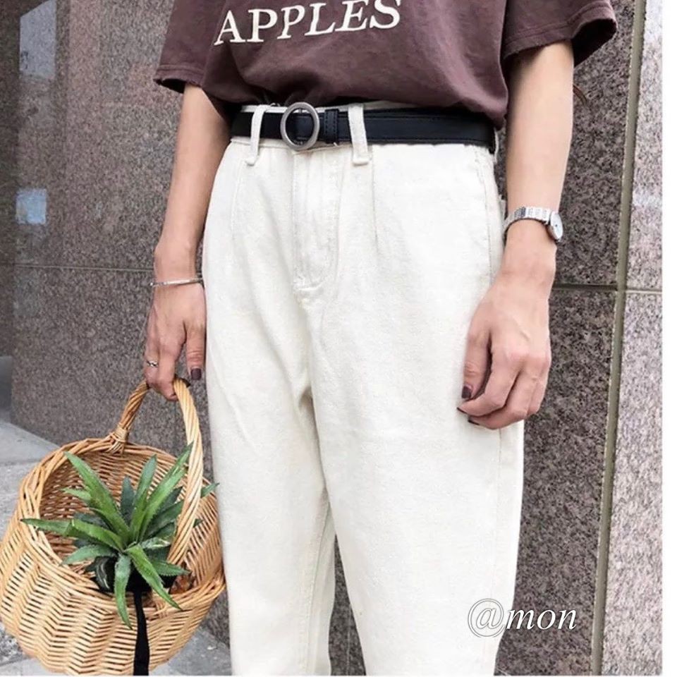 Dây lưng nữ mặt tròn - bản dây nhỏ cho nữ 190908