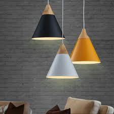 ĐÈN THẢ NÓN CHAO NHÔM ĐUI GỖ