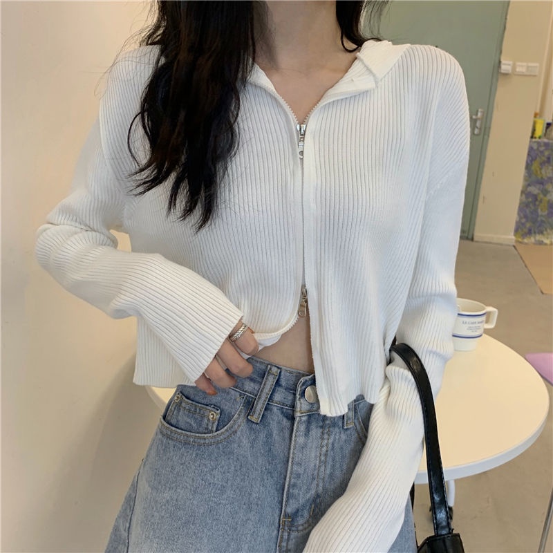 Áo Khoác Cardigan Mỏng Tay Dài Có Nón Hai Lớp Màu Sắc Trơn Dáng Rộng