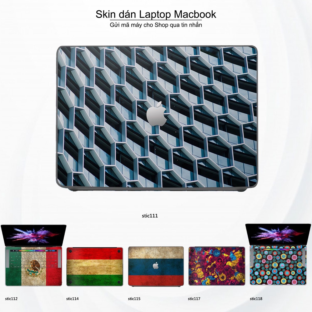 Skin dán Macbook mẫu Hoa văn sticker (đã cắt sẵn, inbox mã máy cho shop)