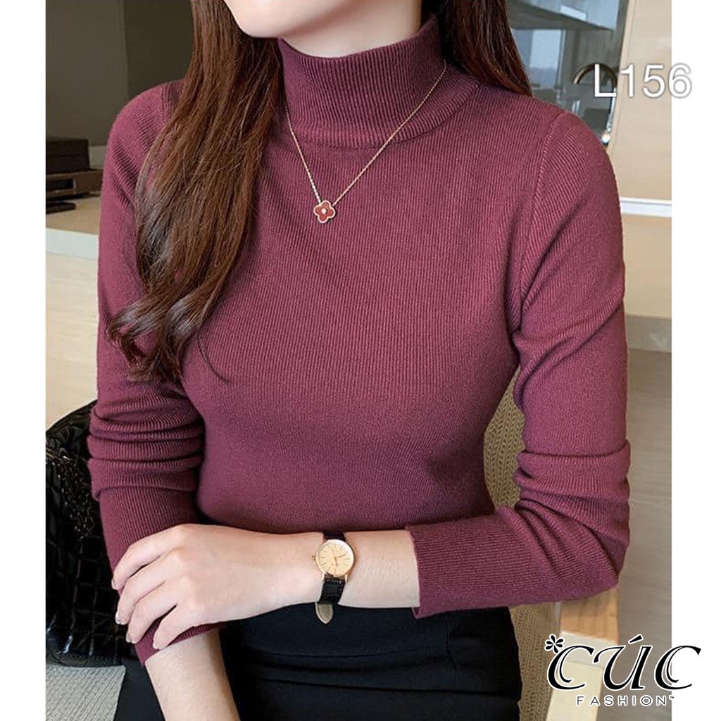 Áo len nữ cổ 5 phân cao cấp công sở xinh Cúc Fashion L156 áo len cổ 5 cm