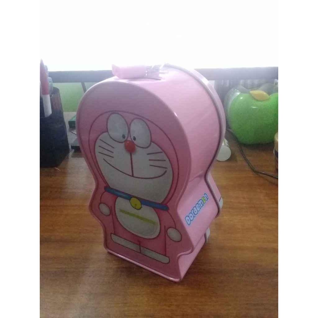 Hộp khóa sắt đựng tiền tiết kiệm cho bé (Đoremon)