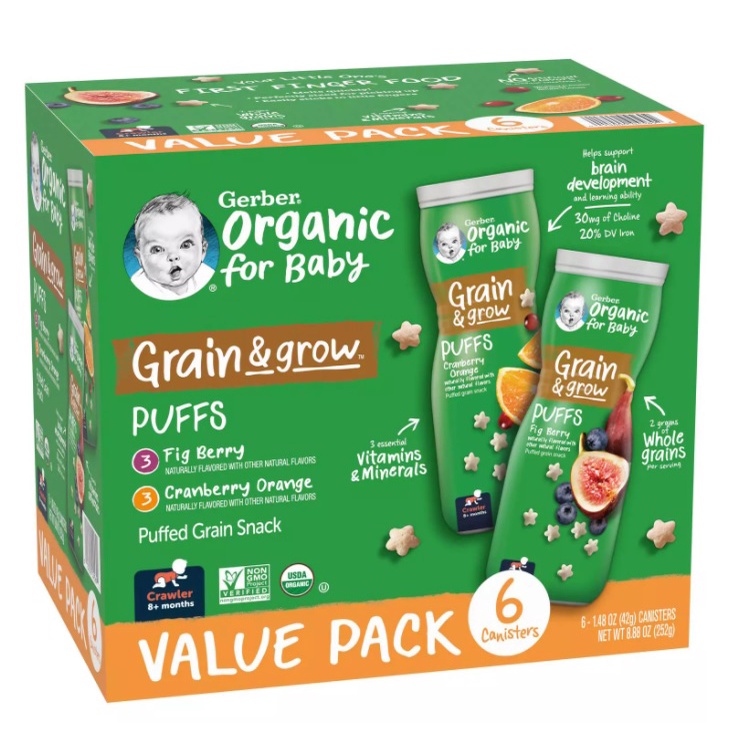 Bánh ăn dặm Gerber từ ngũ cốc (Hàng air đủ bill mua hàng) - Gerber Organic Puffs