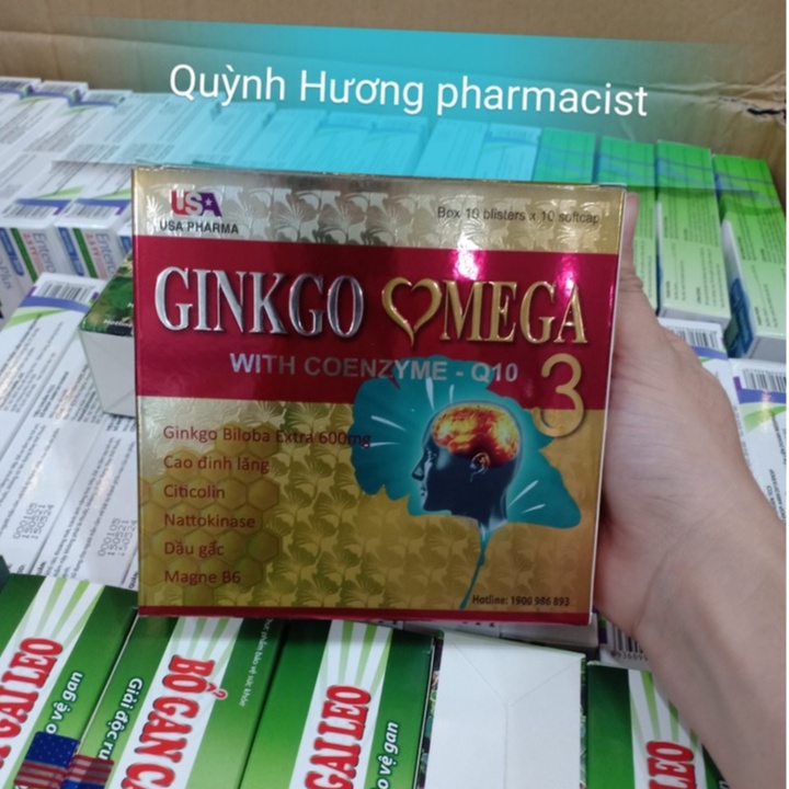 Viên uống GINKGO OMEGA 3 với Coenzym Q10 hộp 100 viên giúp bổ não,cải thiện trí nhớ