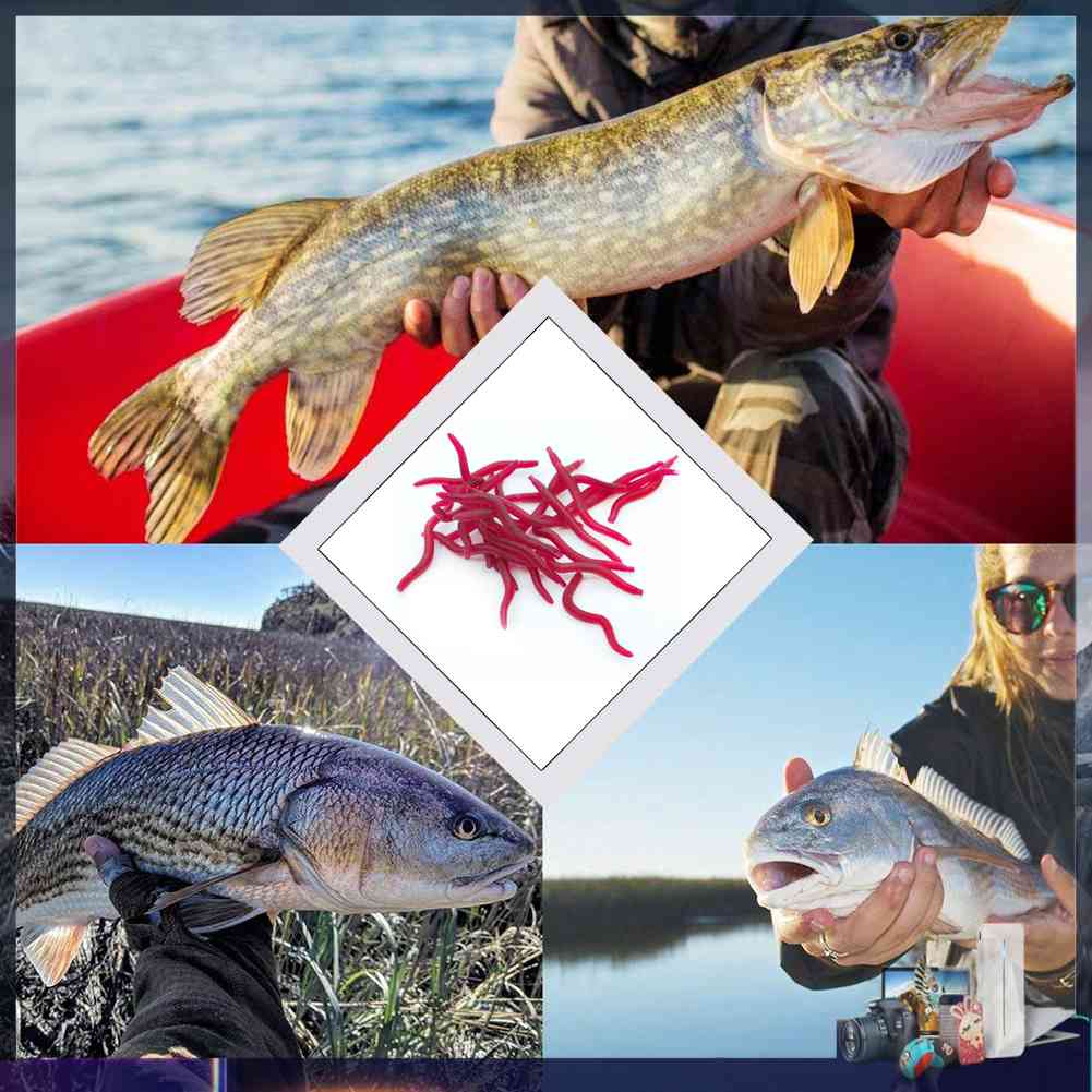 Set 100 / 200 Mồi Giun Giả Mềm 3.5cm Thu Hút Câu Cá Hiệu Quả