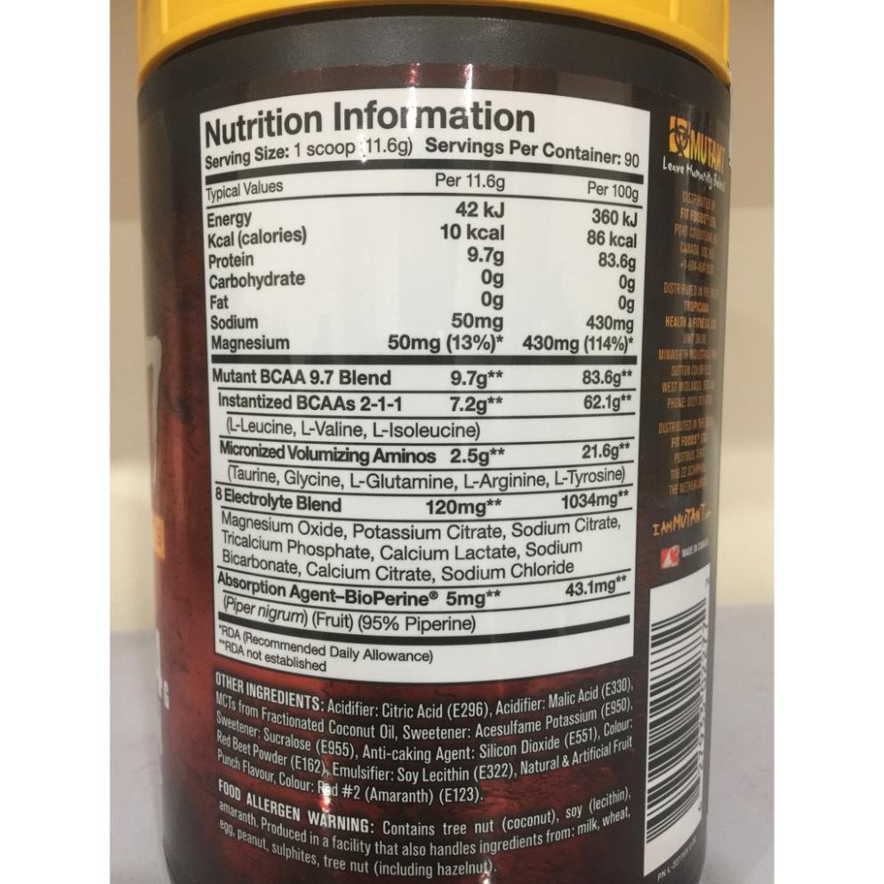 Chống Dị hóa Cơ Bắp Mutant Bcaa 9.7 30 lần dùng - Chính Hãng 100%