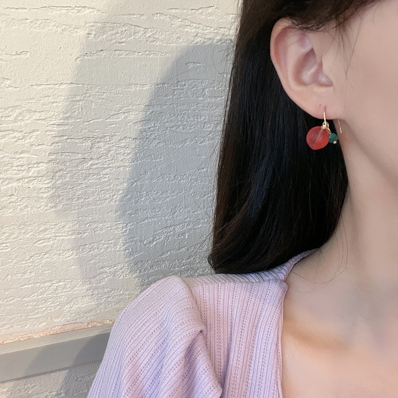Đôi khuyên tai thiết kế mặt hình quả đào xinh xắn thời trang dành cho nữ