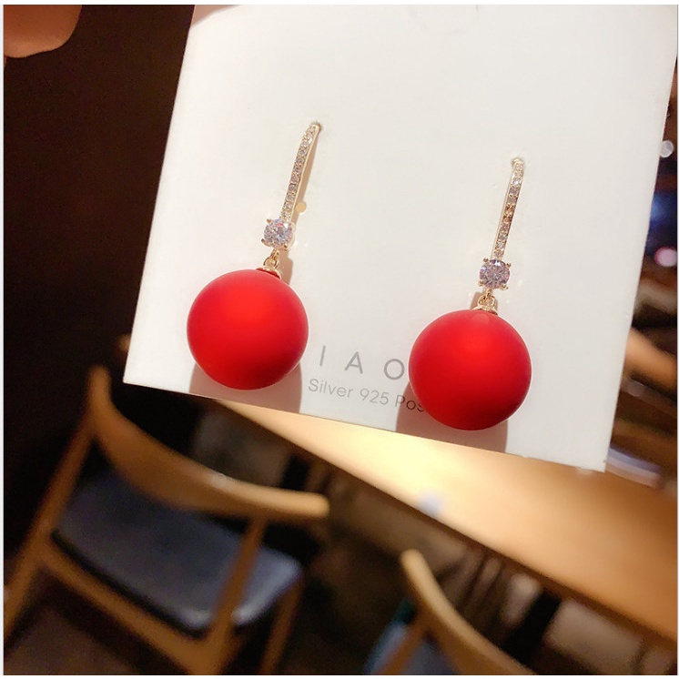 BÔNG TAI HẠT CHÂU ĐỎ HÀN QUỐC