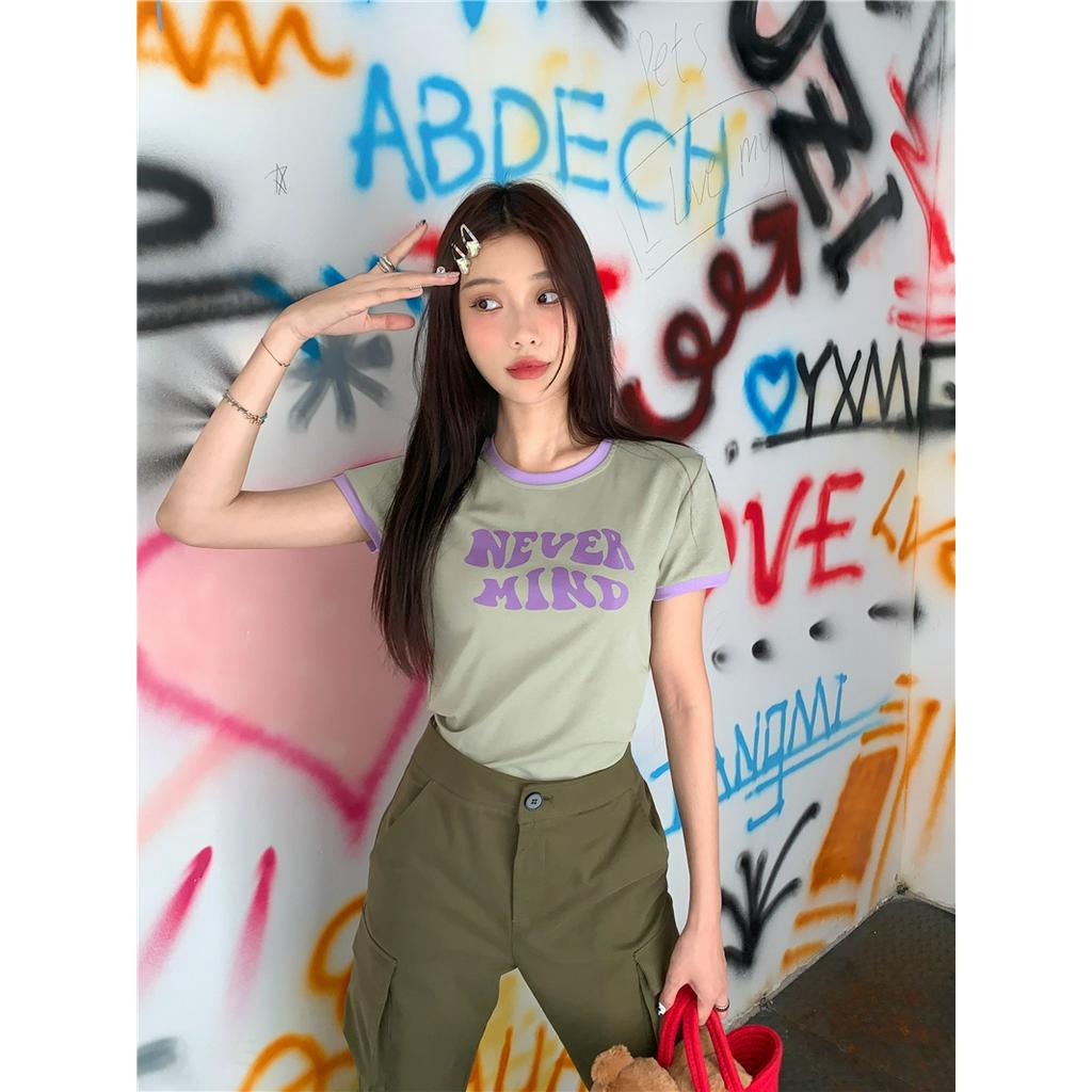 Áo Thun Cộc Tay Cổ Tròn In Chữ Mùa Hè 61659