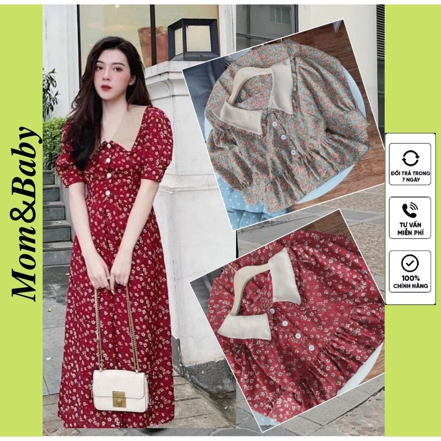 Váy bầu thời trang thiết kế M308 chất lụa hoa freesize từ 45 đến 70kg