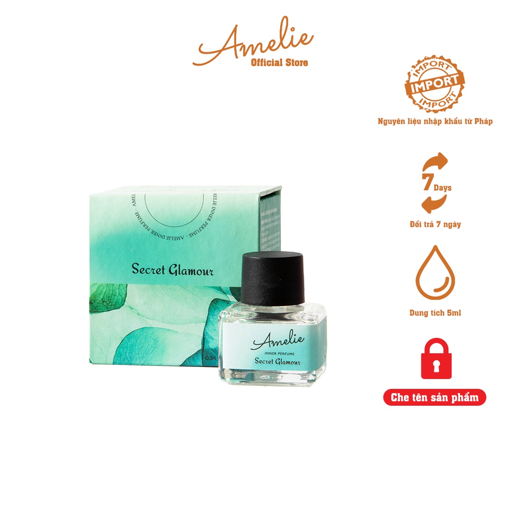 Nước Hoa Vùng Kín Nam Nữ Amelie Secret Glamour 10ml - Hương Hoa Hồng, Hoa Tuyết Tùng, Quả Mâm Xôi Đen Điệu Đà Gợi Cảm