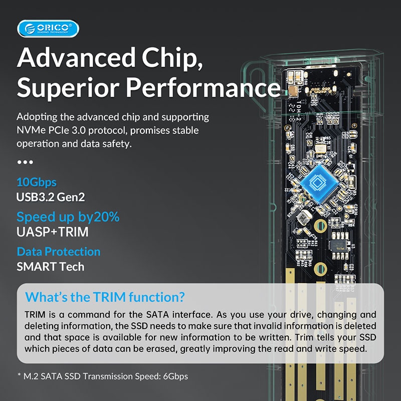 Box SSD ORICO NVME MM2C3 G2 USB C Tản Nhiệt Nhôm Chính Hãng