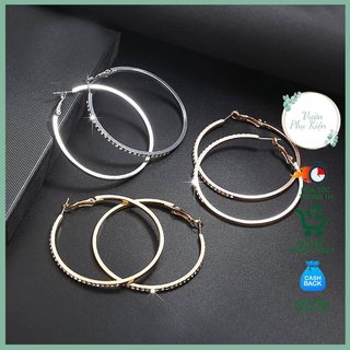 Khuyên tai tròn đính đá Bông tai đá tròn phong cách Hàn Quốc