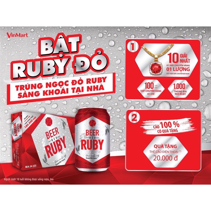 [ Mua nhiều hỗ trợ giảm giá] Thùng bia Red Ruby 24 lon 330ml mới lạ độc đáo với dòng bia mới