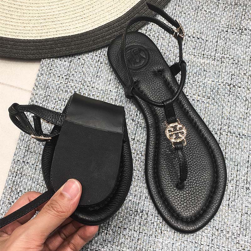 Giày Sandal Hở Mũi Bằng Da Thật Phong Cách La Mã Thời Trang Mùa Hè2023 Cỡ 41 42