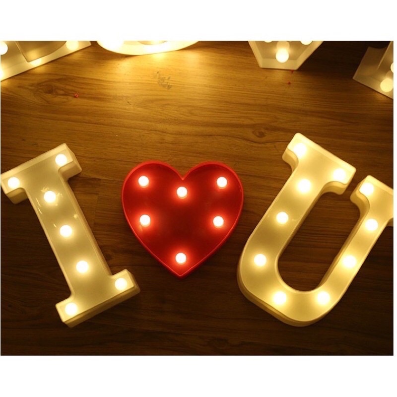 Bộ chữ đèn led I ❤️ U trang trí sinh nhật,tình yêu,cầu hôn,đám cưới