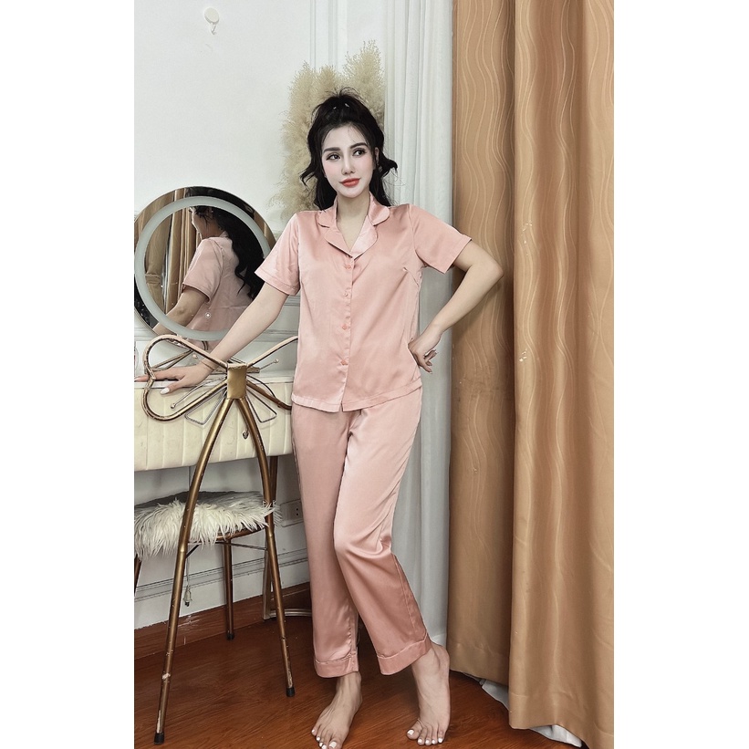 Pijama lụa, bộ đồ mặc nhà, chất liệu lụa latin mềm mịn. Hàng Thiết Kế bao đẹp