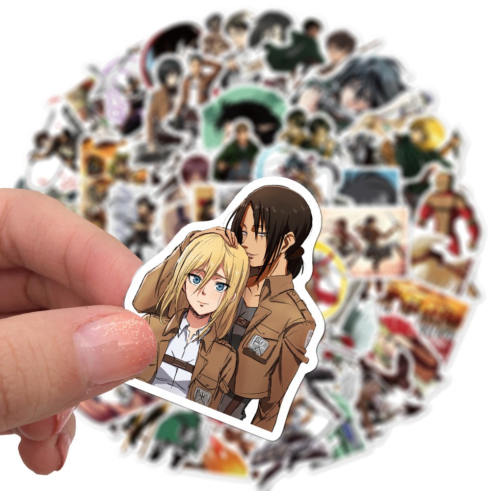 50 stickers anime Attack on titan nhãn dán pvc không thấm nước