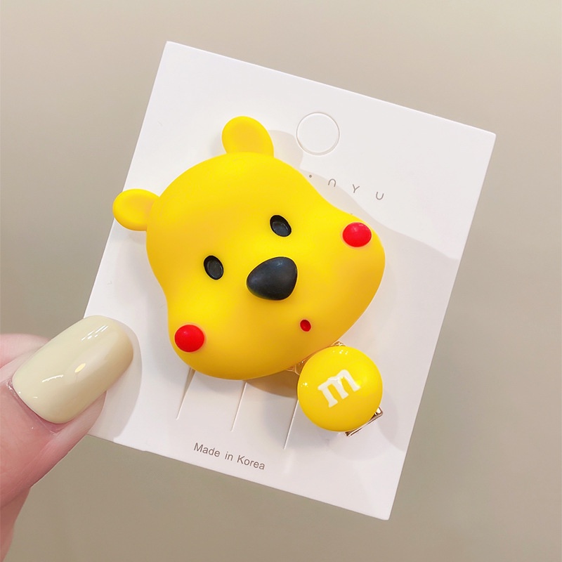 DISNEY Kẹp Tóc Hình Vịt Donald / Winnie / Gấu Pooh Nhiều Màu Dễ Thương Cho Bé