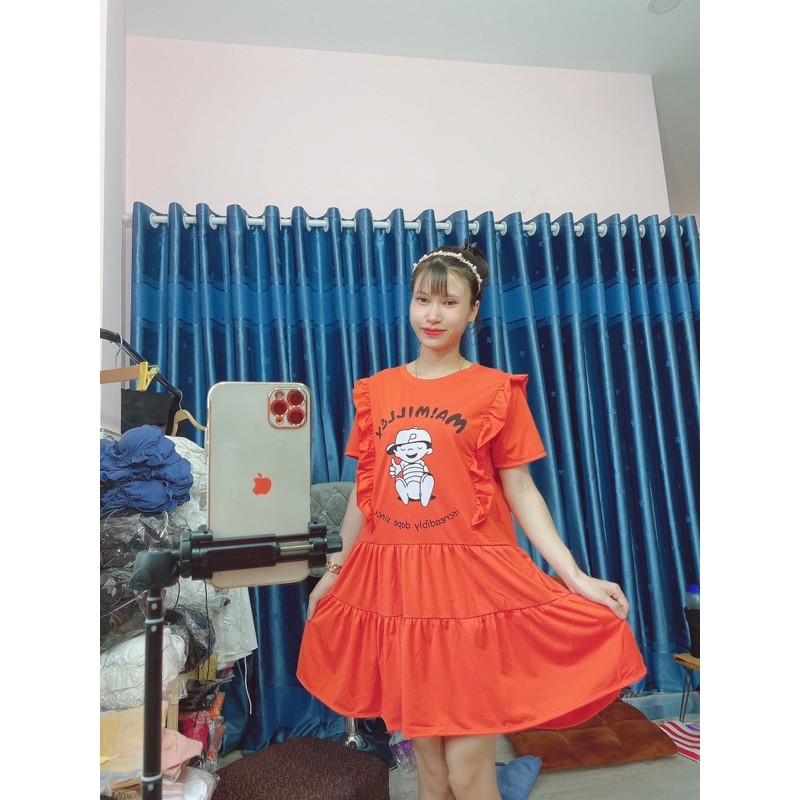 váy baby doll hoạ tiết em bé