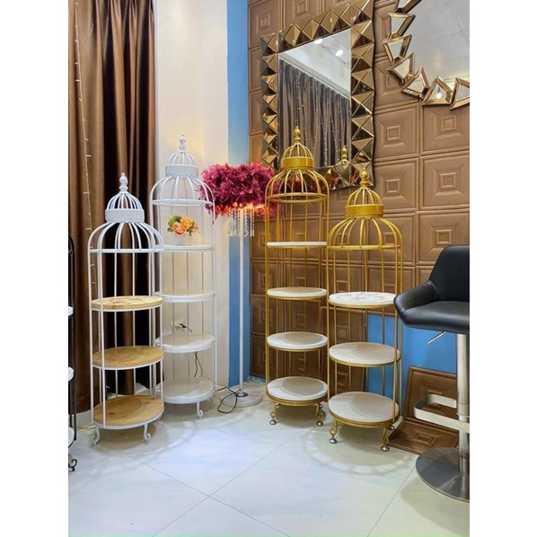 Kệ decor trang trí 4 tầng vuông tròn