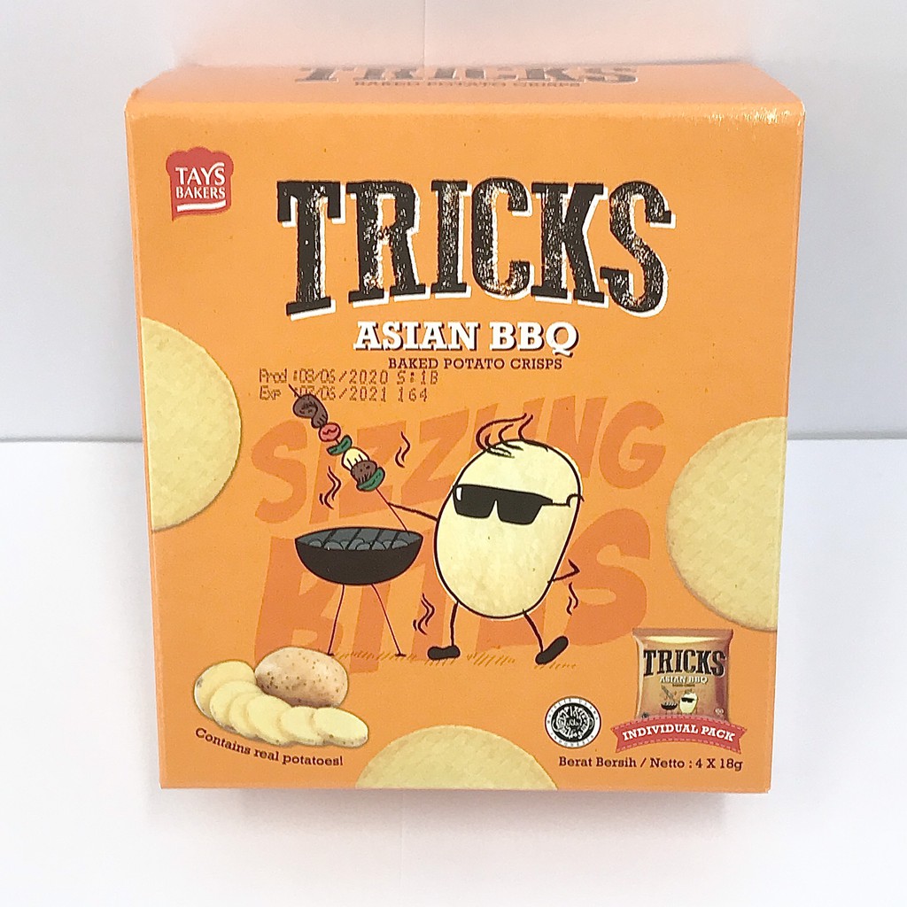 Bánh Khoai Tây Lát Tricks Vị BBQ Châu Á (Hộp 4 gói x 18gr)