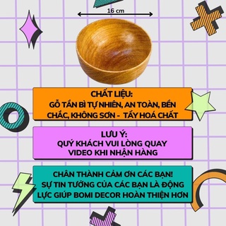 Bát gỗ decor BOMI - Bát gỗ ăn cơm to gỗ đỏ trang trí nhà cửa siêu xinh BOMK81