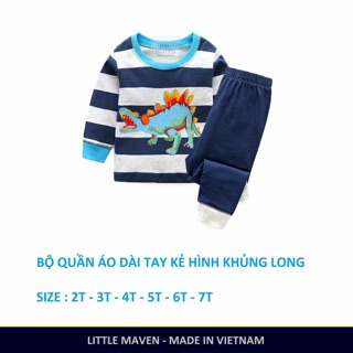 Bộ dài tay hoạ tiết khủng long Little Maven