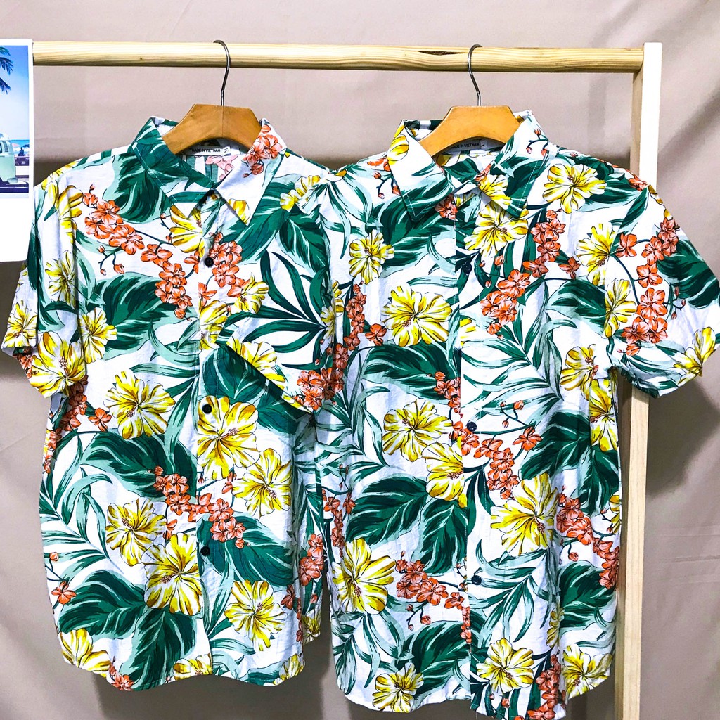 [Mã FAMAYMA2 giảm 10K đơn 50K] [Mẫu mới 2021] Áo sơ mi phong cách Hawaii áo hoa lá cây đi biển vải đũi loại đẹp | BigBuy360 - bigbuy360.vn