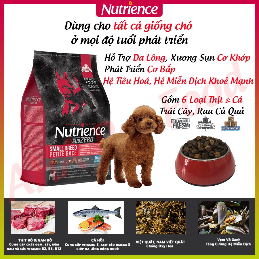 [Ăn Là Thích] Thức Ăn Hạt Cho Chó Poodle Nutrience Subzero Da Lông Bóng Mượt Bao 2.27kg 6 Loại Thịt Cá, Rau Củ, Trái Cây