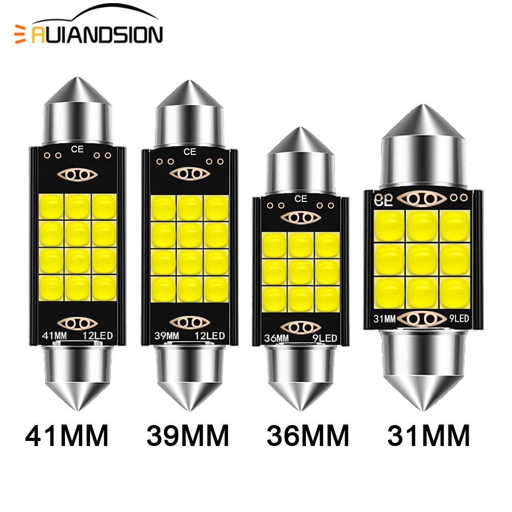 2 Chiếc Xe Ruiandsion 31 / 36 / 39 / 41mm LED Festoon Bullb 12V Trắng Xe Festoon Nội Thất Mái Vòm Bó