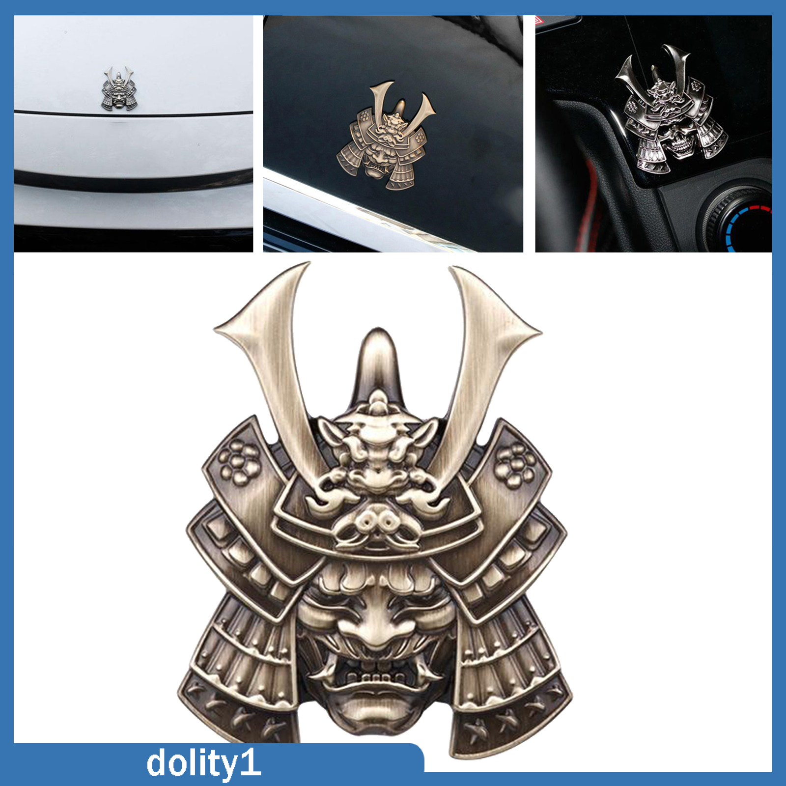 (Doity 1) Sticker Dán Xe Hơi Hình Đầu Lâu Samurai 3d