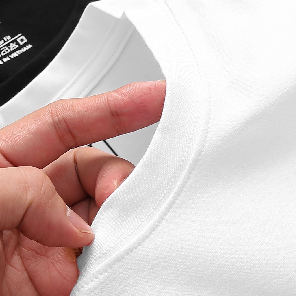 Áo thun trơn, tshirt thêu chữ simple cổ tròn SAT SP-05 unisex, vải cotton mềm mịn, dày dặn, trẻ trung chuẩn form