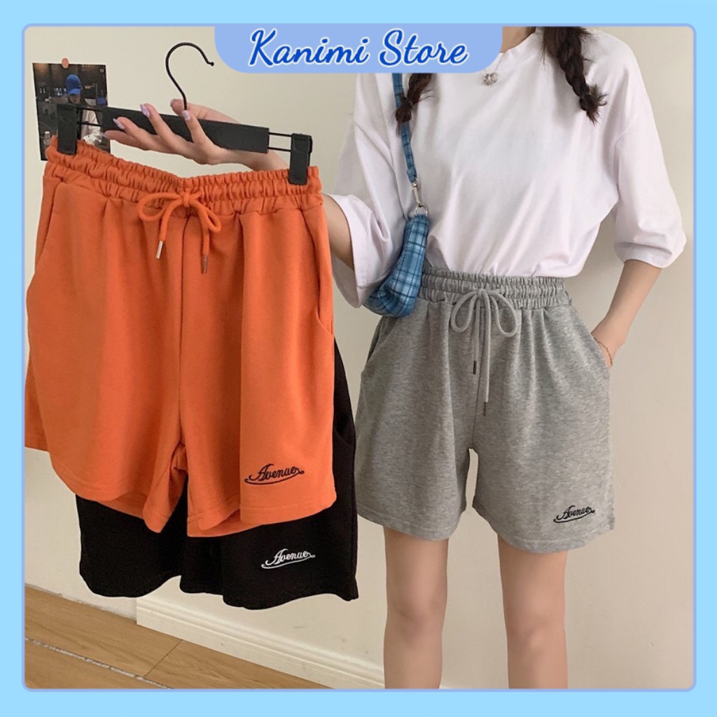 Quần short đùi nữ, quần đùi mặc nhà nữ thêu chữ unisex Kanimi QN05 | BigBuy360 - bigbuy360.vn