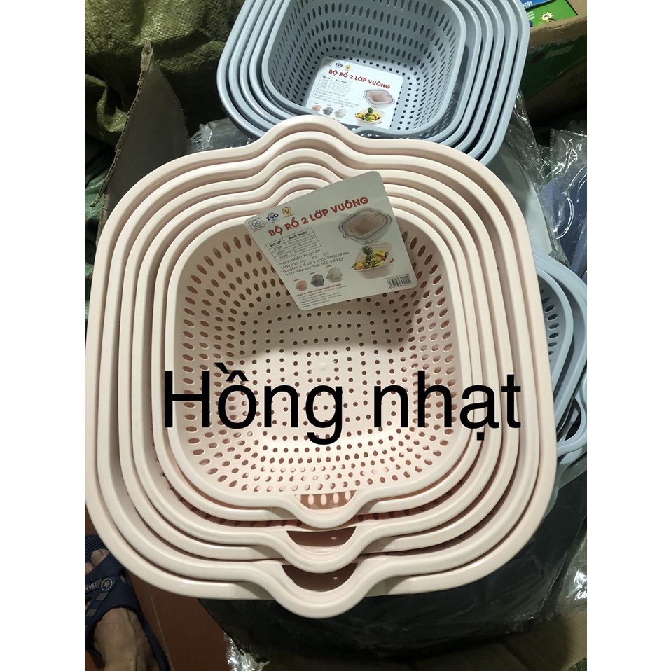 Bộ Rổ Chậu 6 món Ráo Nước 2 Lớp Cao Cấp Tiện Lợi,Rổ Đựng Rau, Hoa Quả, sản phẩm cao cấp của Việt Nhật