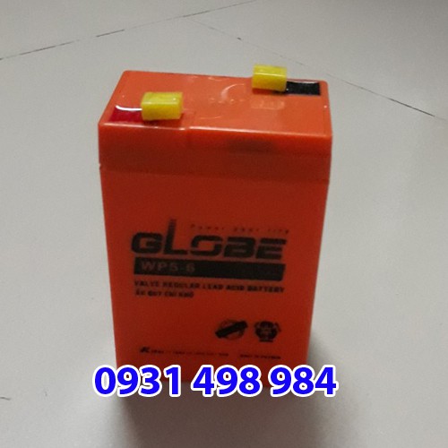 Ắc quy khô Globe 6V 5ah gắn cho đèn sạc, quạt sạc