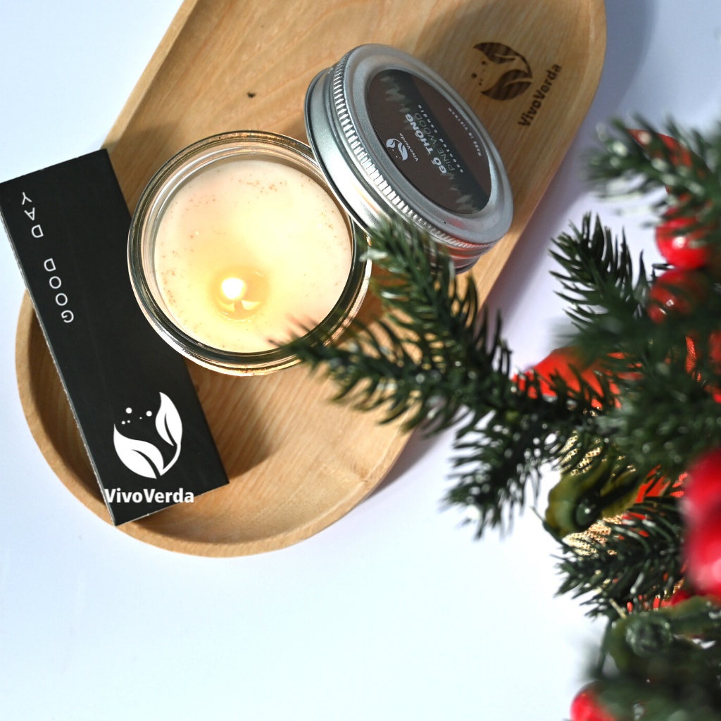 GIÁNG SINH AN LÀNH - Set nến thơm, khay gỗ và quẹt diêm, kem dưỡng ẩm dầu dừa sáp ong/ Merry Christmas Gift Set