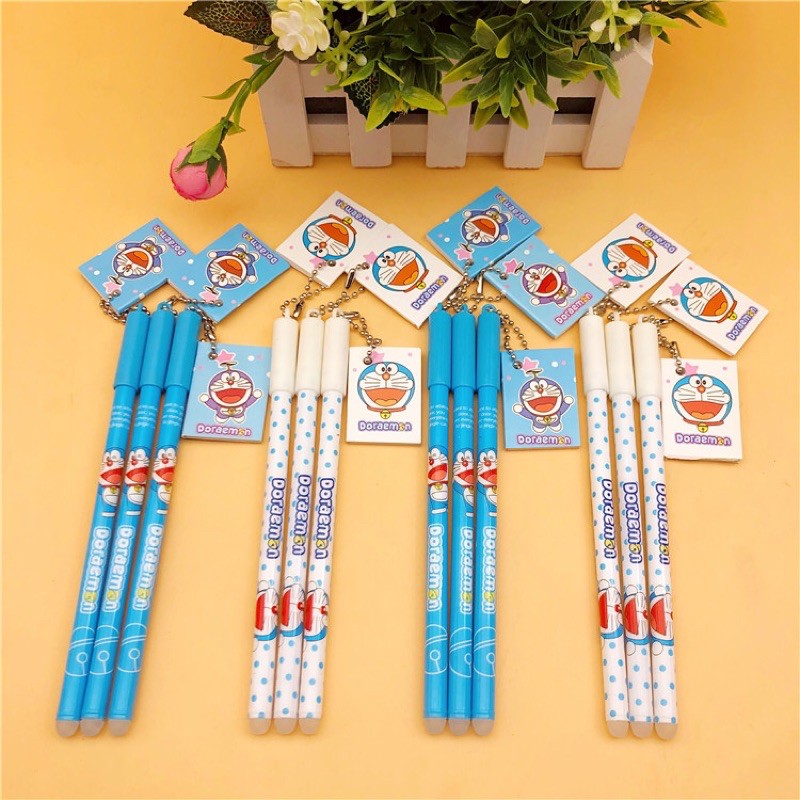 Bút bi nước móc sổ Đoremon mực xanh tẩy được