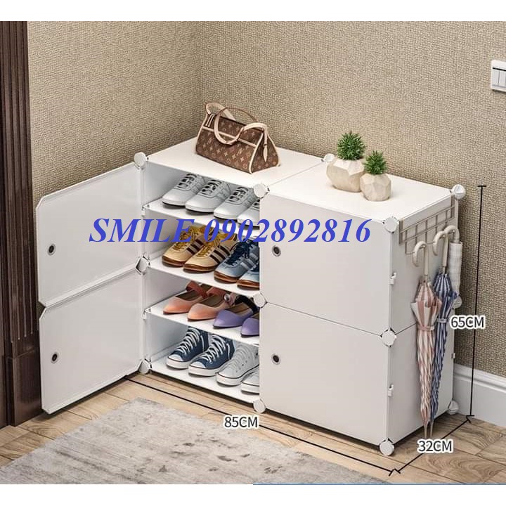 {MỚI VỀ} TỦ NHỰA LẮP GHÉP ĐỂ GIÀY DÉP 8 Ngăn GHÉP 2x2 ĐỂ ĐƯỢC 16 ĐÔI GIÀY.